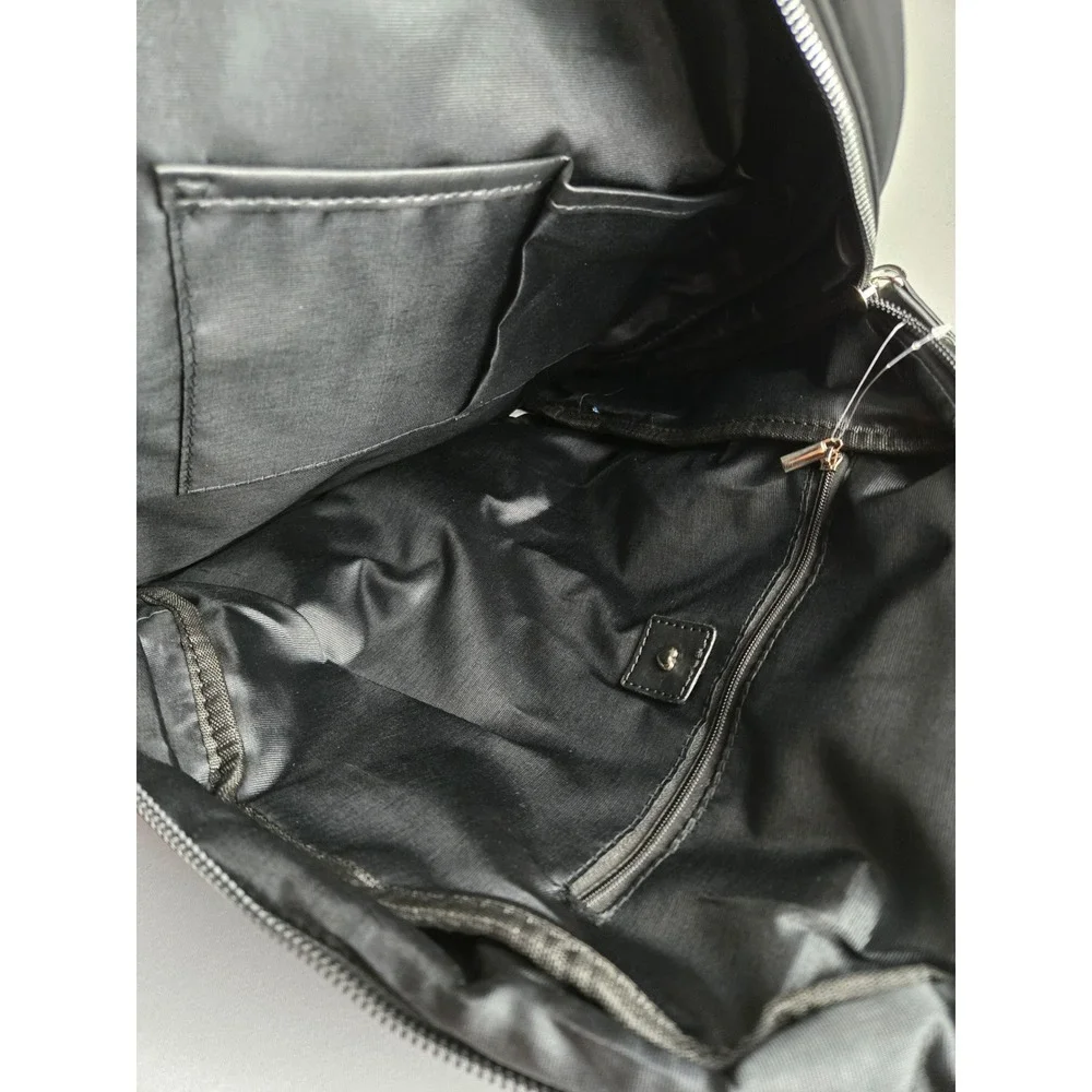 Heart Love Black Nylon Backpack Travel Bag with Trolley Sleeve and Multi Pockets